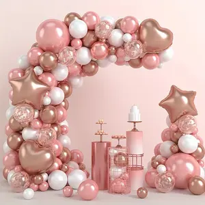 126pcs Rose Golden Balloons Kit, Vibrant Chrome Balloon Garland Arch Decorations Perfect for Graduation, Birthday, Wedding Party Celebrations with Latex Confetti Balloons