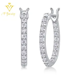 [vvjewelry] vv4102  Classical large circle full Moissanite diamond 925 Sterling Silver Earrings