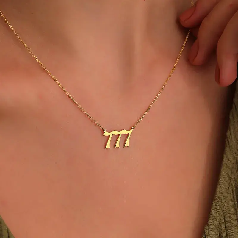 444 666 777 Angel Number Necklace Devil Angel 999 222 111 Necklace for Women Collares Chain Stainless Steel Minimalist Jewelry HPTOTMG