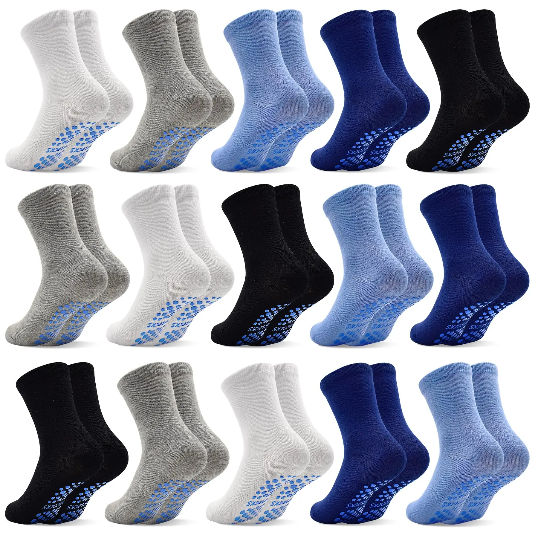 TPHON  BacktoSchool 15 Pairs Toddler Cotton Kneesocks, Soft Comfy Non-Slip Gripper Socks for 1-10 Years Old Boys & Girls, Soft Comfy Socks, Toddler Cotton Socks