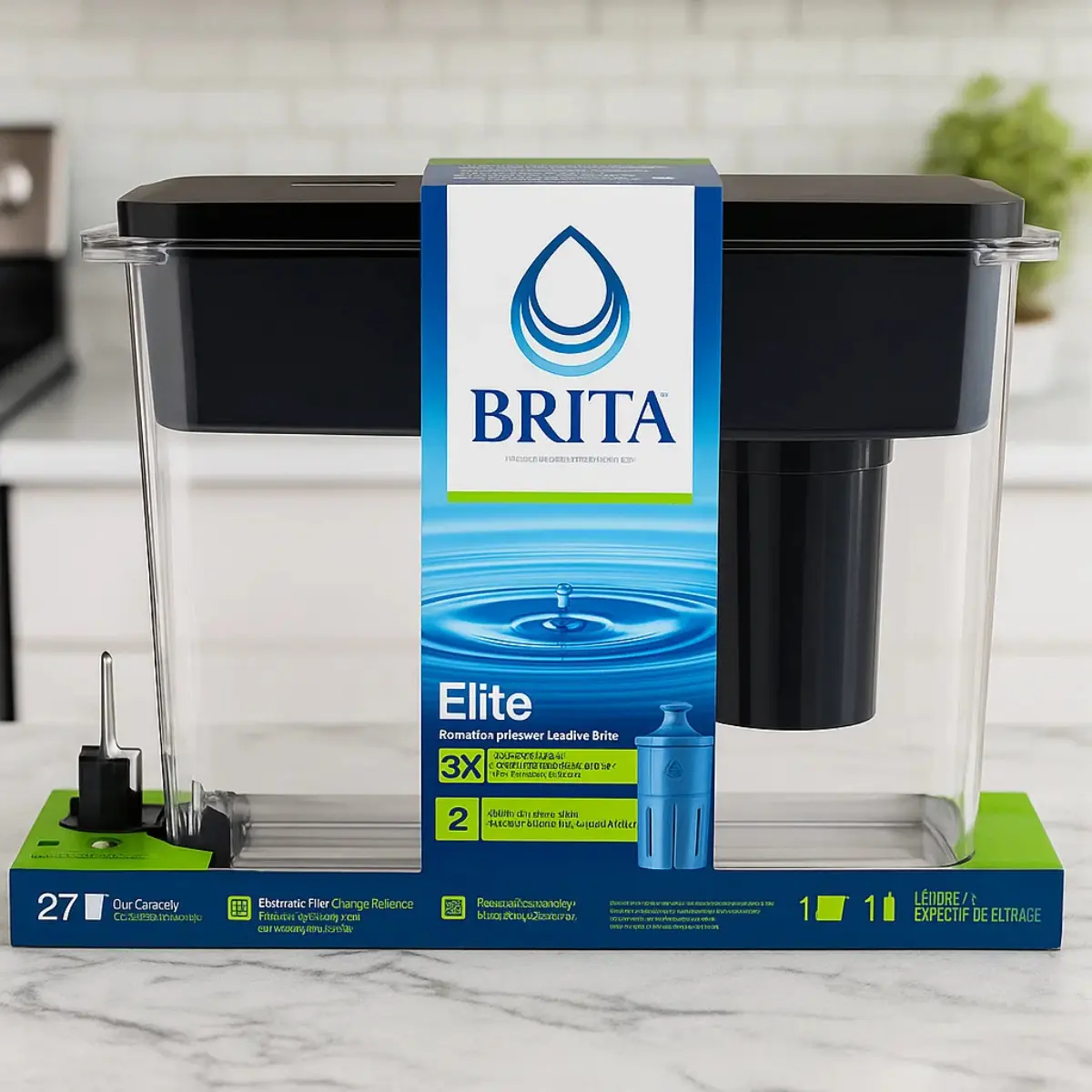 Brita Water Dispenser, UltraMax Elite Filter, Removes 99% of Lead, Includes 1 Filter, 27-Cup Capacity, Black