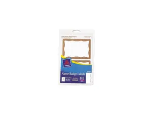 Avery 5146 Print/Write Self-Adhesive Name Badges, 2-11/32 x 3-3/8, Gold, 100/Pack