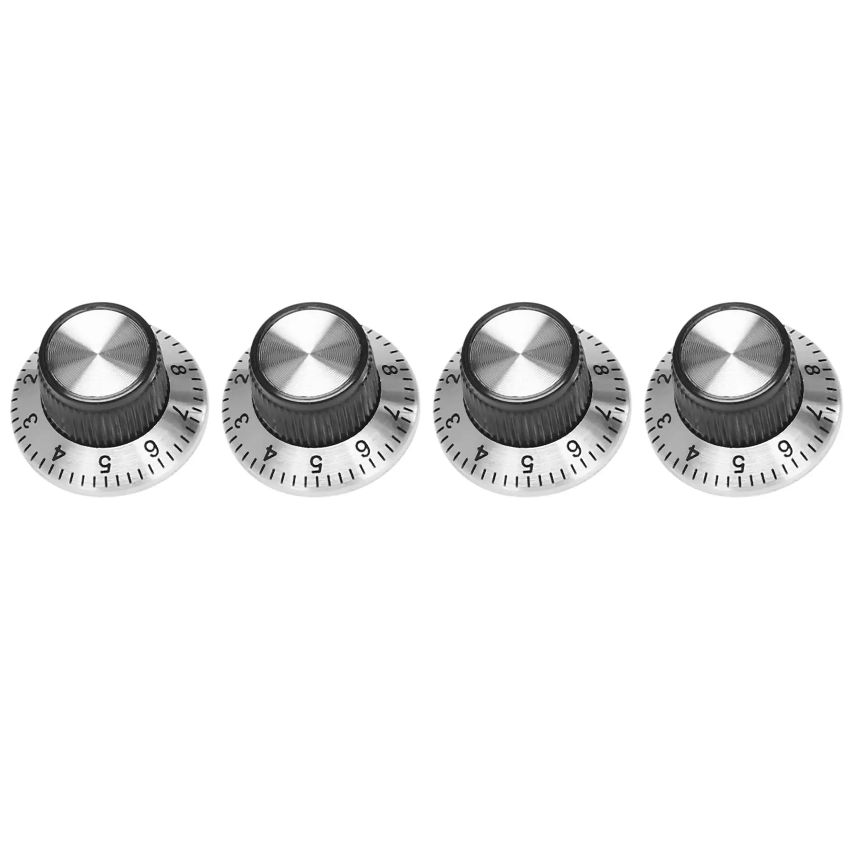 Potentiometer Knobs with 0-9 Turntable, 4-Pack 15mm Adjustable Aluminum and Plastic Rotary Controls for 6mm Shaft Audio Devices, Electronic Components