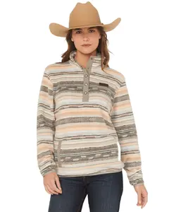 Cinch Women's Women'S Striped Print Polar Fleece Snap Pullover - Mak9909004