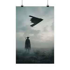 [NO FRAME] Trump, Cowboy on Horse and B2 Spirit Flying Satin Poster, America, Gift for Unisex