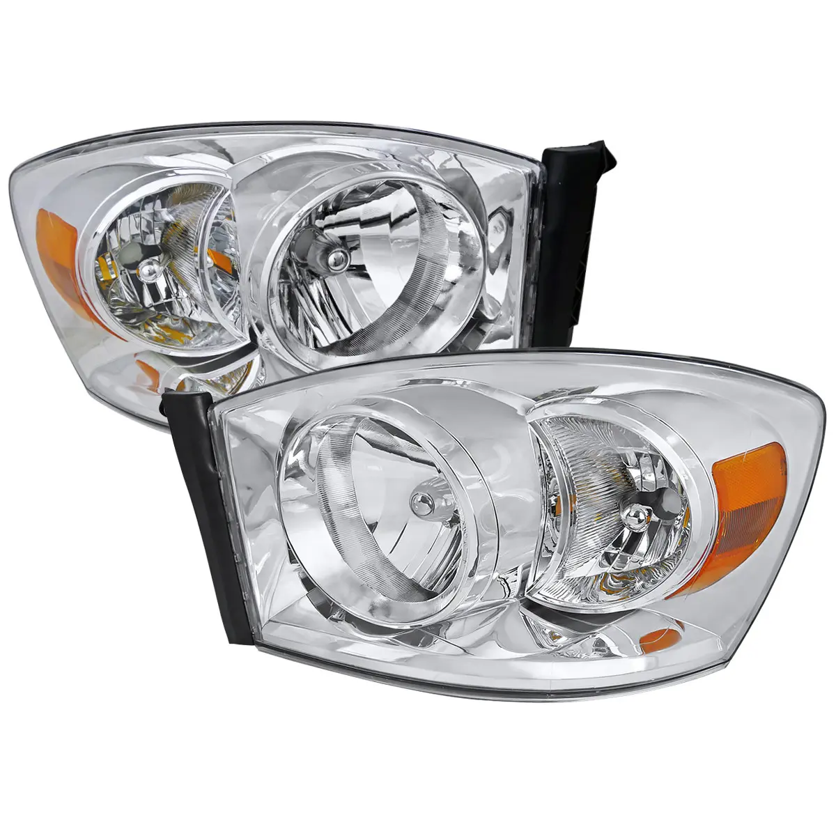 2006-2008 Dodge RAM 1500/ 2006-2009 RAM 2500 3500 Factory Style Crystal Headlights (Chrome Housing/Clear Lens) 2006-2008 Dodge RAM 1500/ 2006-2009 RAM 2500 3500 Factory Style Crystal Headlights (Chrome Housing/Clear Lens)