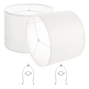 summervibes VEVOR Drum Lamp Shade 2 Set, 16 in Topx 16 in Bottomx 12 in High, Large Lampshade with Harp, Replacement Lamp Shade for Table Lamps Floor Lamps Pendant Lights, Easy Assembly Required (Off-white), Large Size