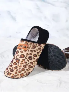 JEKO House Slippers-Unisex Rubber Sole Mule Shoes, Casual Leopard Print Slip-On Socks, Anti-Slip Comfortable All Season Footwear, Indoor Slipper