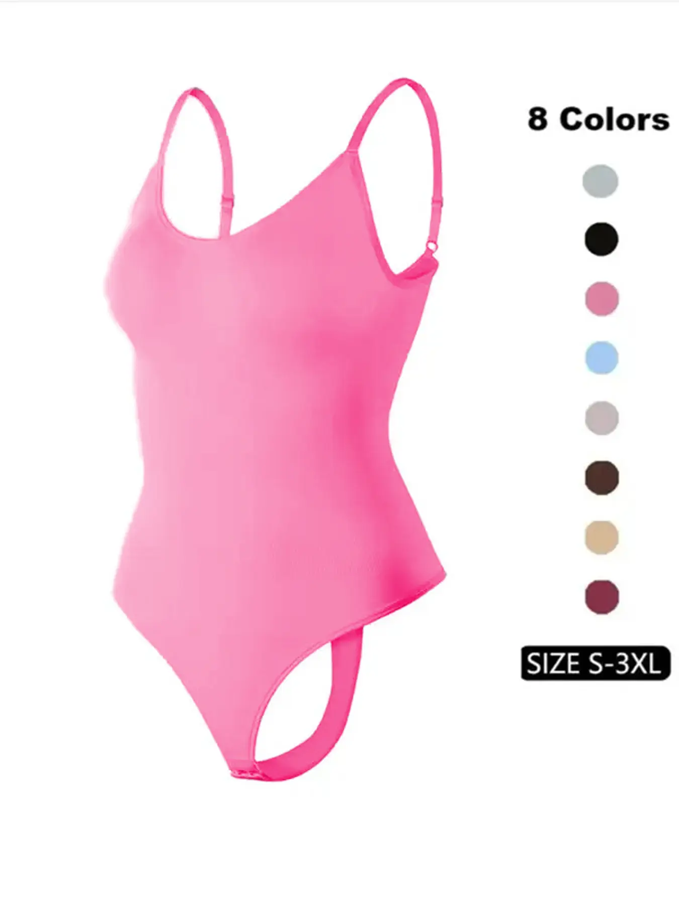 Women's Backless Seamless Spaghetti Strap Shapewear Bodysuit, Fitted Wireless Bra, Full Coverage, Medium Support, Casual Style, All Seasons Wear