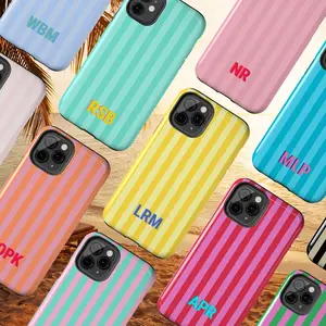 Personalized Striped Phone Case Custom Monogrammed Phone Case Aesthetic Shadow Monogram Phone Case Summer Coastal Preppy Phonecase Beachy Phone Case, Retro Christmas Movie Phone Case for iPhone 17 16 15 14 13 12 11 Pro Max X XS