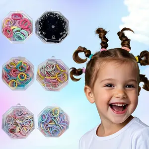 2 Pack Random Color Hair Ties Set, Seamless Elastic Hair Bands for Thick Hair, No Damage Soft Hair Elastics for Girls, Women, Kids, Ponytail Holders with Storage Box