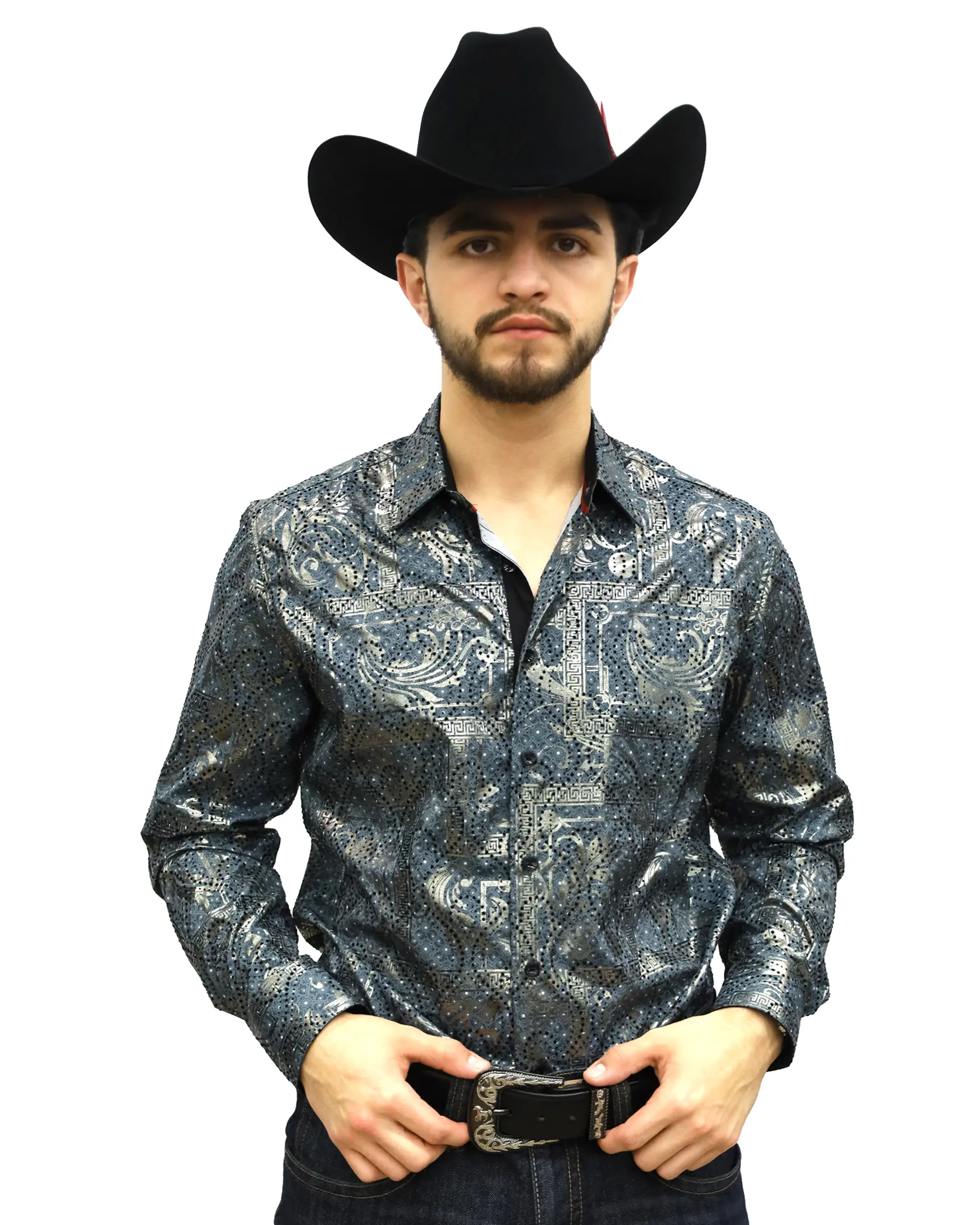 VS100L-FPMSFL-KF-09-07-LT.GREY- Men's Vaquero Signature Fashion Shirts Menswear