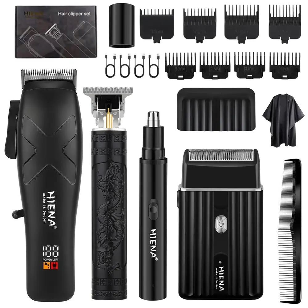 Men's Hair Clippers Set, personal care tools, Hair Trimmer, rechargeable, Cordless Hair Cutting, equipped with cleaning brush, stainless steel blade, detachable cleaning head, hair pulling, travel equipment, Low Noise Groomer (men, women, dad)