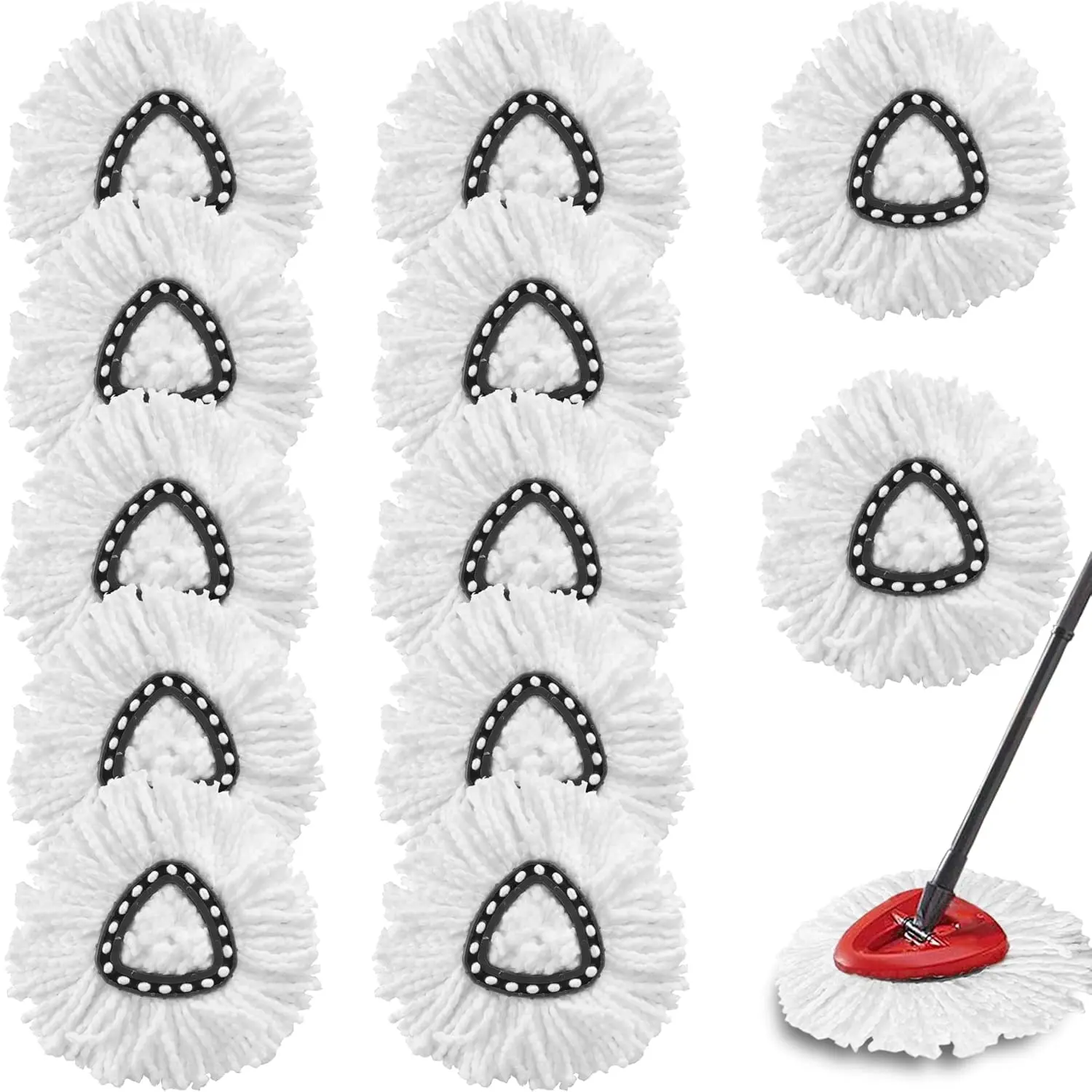 12Pack Spin Mop Replacement Heads,  Microfiber Mop  Replacement Fits Triangle Mop Replace, Easywring 1-Tank System, 360  Spin Refill for Easy House Cleaning Floor Mopping
