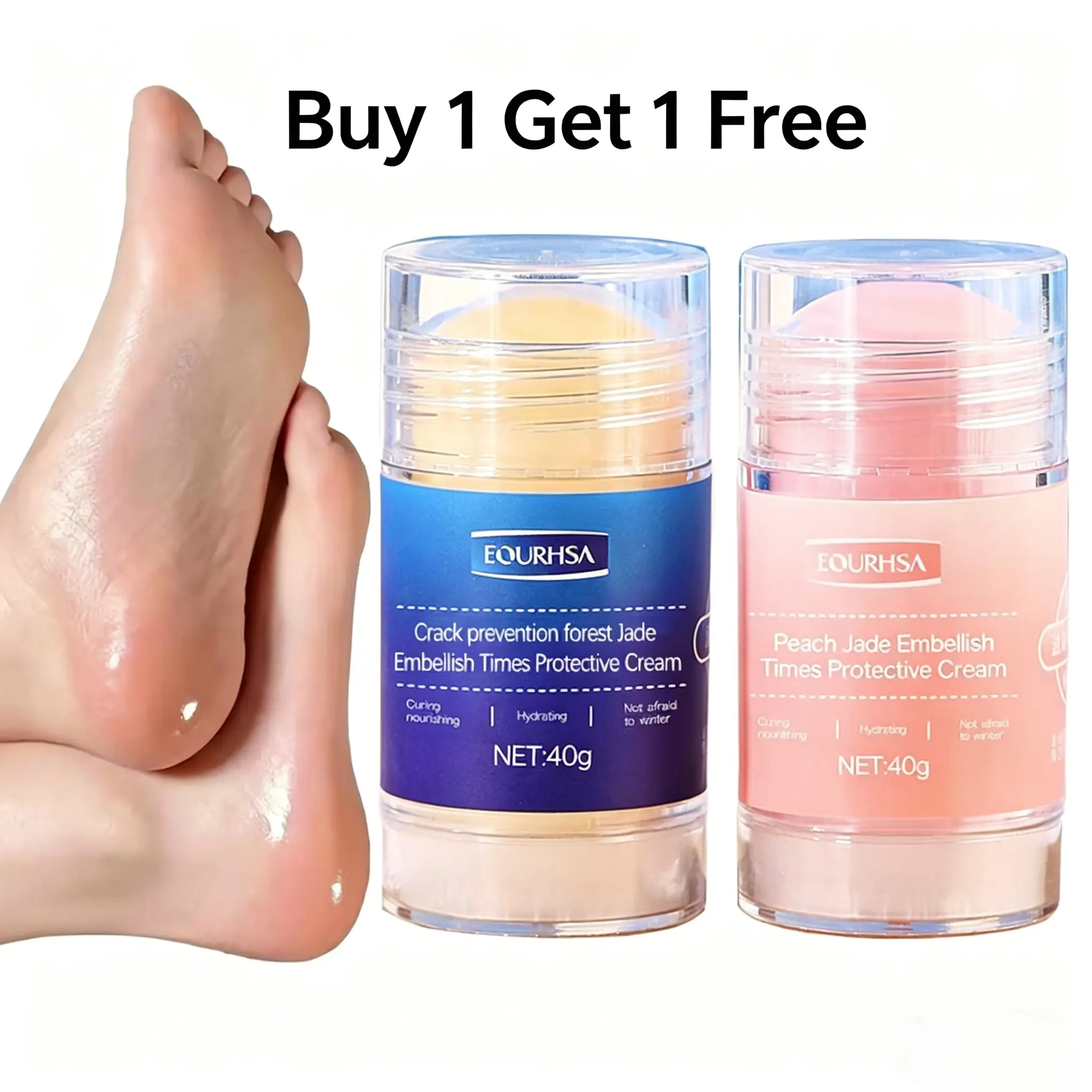 2 Pack Moisturizing Heel Foot Cream Stick, Deep Hydrating Nourishing Balm for Dry Cracked Rough Heels and Feet, Non-Greasy No-Mess Portable Design, Fragrance-Free Daily Hand, Suitable for All Skin Types Daily Foot Care Routine