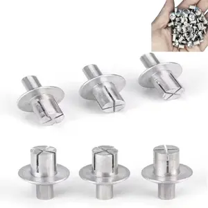 100 PCS Aluminum Alloy Push-In Rivets - Half Round Head, Knock Type Expansion Rivets, Premium Polished, Strong Hold Hammer-In Assortment, Durable Corrosion-Resistant Heavy-Duty Industrial Hardware Parts, Half Round Head Rivets