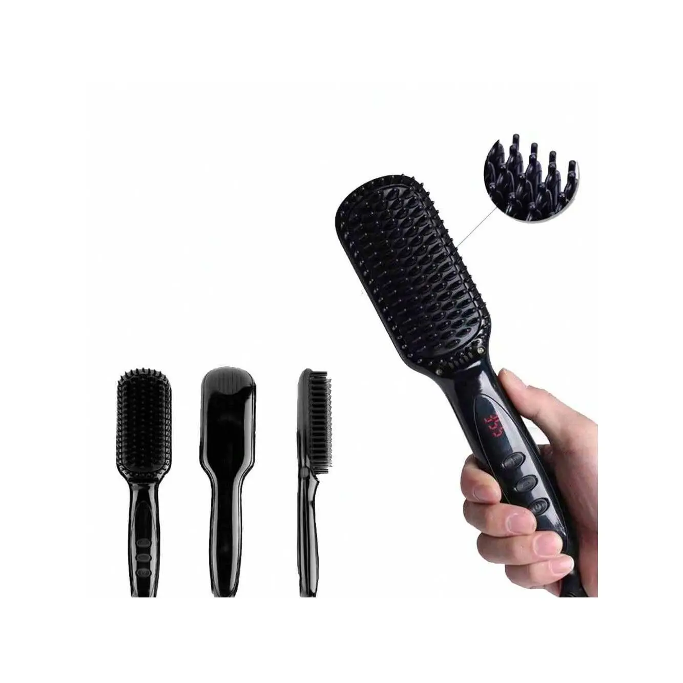 Hair Straightener Brush, Hair Straightener Comb Straightening Brush ForMan And Women With 12 Temps, 30s Fast Heating & Anti-Scald,Travel Portable Styling Comb Beard Iron, Multifunctional Straightening Brush (US Plug)