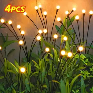 Outdoor Solar Firefly Lights, 2/4/8 Pack Waterproof Garden Stake Lights with Auto Dusk-to-Dawn Glow, 16/32/64 LED Bulbs for Yard, Patio, Pathway, Walkway & Landscape Decor