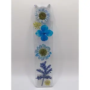 Blue Cat Resin Bookmark with Glitter