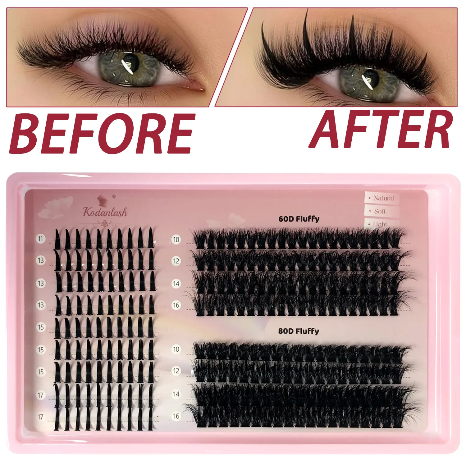 Volume Eyelash Clusters Kit With Spike  D Luster, Clusters Kit 13-19MM  Spikes lash Clusters 100D Thick Cluster lash Extensions Kit Spiky DIY  Extensions Kit Individual  Volume 216PCS Makeup Cosmetic Makeup spiked lashes fluffy individual lash extension