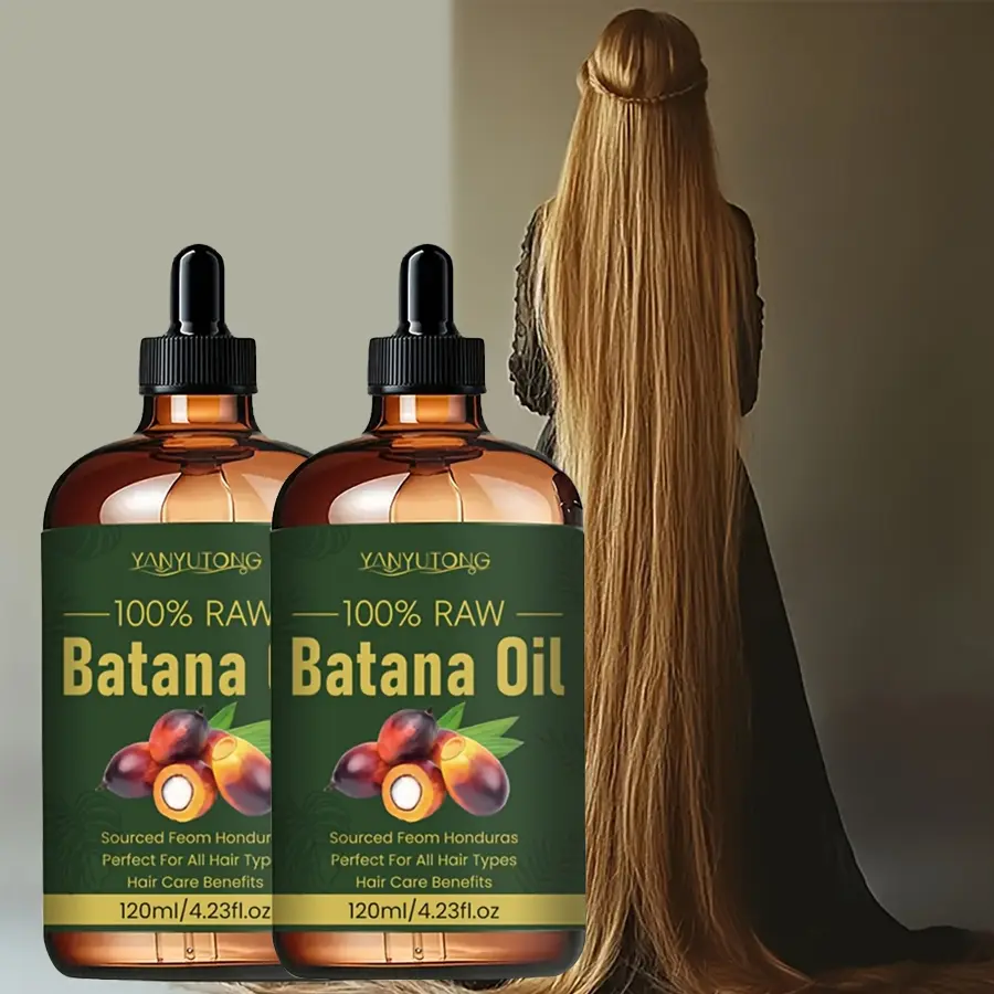 2pcs 120ml bottles of plant-based Batana essential oil, Natural Hair Oil, Nourishing Hair Treatment, composed of Batana oil, castor oil, and sweet almond oil, provide hair and scalp care, suitable for all types of hair, Hair Care Products, Haircare