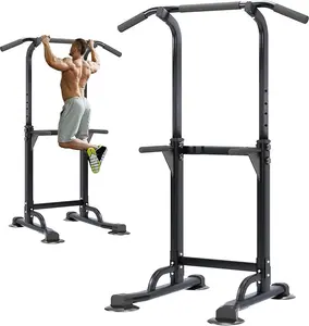 Nicole Selection Power Tower Dip Station Pull Up Bar 32.3' H-Shaped Base Height Adjustable 330lbs Multi-Level Suction Cups 10 Levels for Home Fitness Use Whole Body Workout Exercise Equipment, PSBB005, For Christmas Gifts