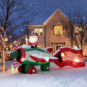 Final sale 10.5FT Christmas Inflatables Decorations Giant Light Up Santa Claus on Rotating Propeller Plane Outdoor IP44 Weatherproof Xmas Yard Decor with 9 LED Lights for Holiday Illuminated Lantern Set