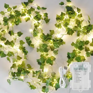 Vines with Fairy Lights,23ft Ivy Twinkle Lights Battery Operated,73 LED Leaf String Lights for Bedroom,Room,Wall,Celling,Curtain,Party,Wedding,Christmas Decor (Warm White)