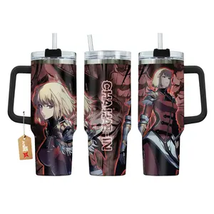 Sung Jin Woo & Cha Hae In Solo Leveling Anime Manga 20oz - 40oz Tumbler Stainless Steel with Straw, Double Wall Insulated, With Handle – Perfect Gift for Fans