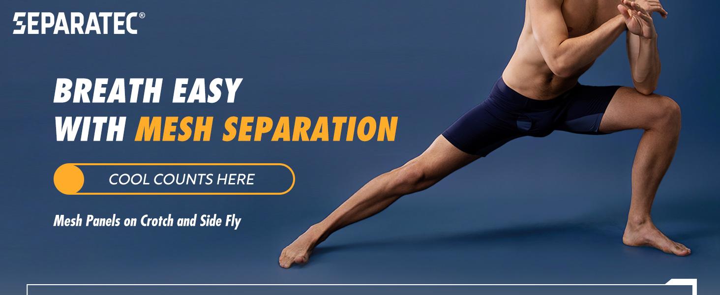 4 Packs Separatec Men’s Separate Pouch Modal Boxer Briefs, Breathable Mesh, Seamless Waistband, Ideal for Active Wear