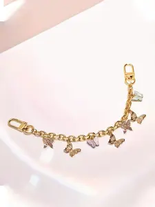 Faux Rhinestone Butterfly Bag Charm Purse Accessory, Sparkly Bag Charm, Hollow Out Butterfly Bag Chain Charm Cute Butterfly Charm, Purple Pink Butterfly Decorative Bag Chain Purse Extender Chain Handbag Charms Y2K Nostalgia