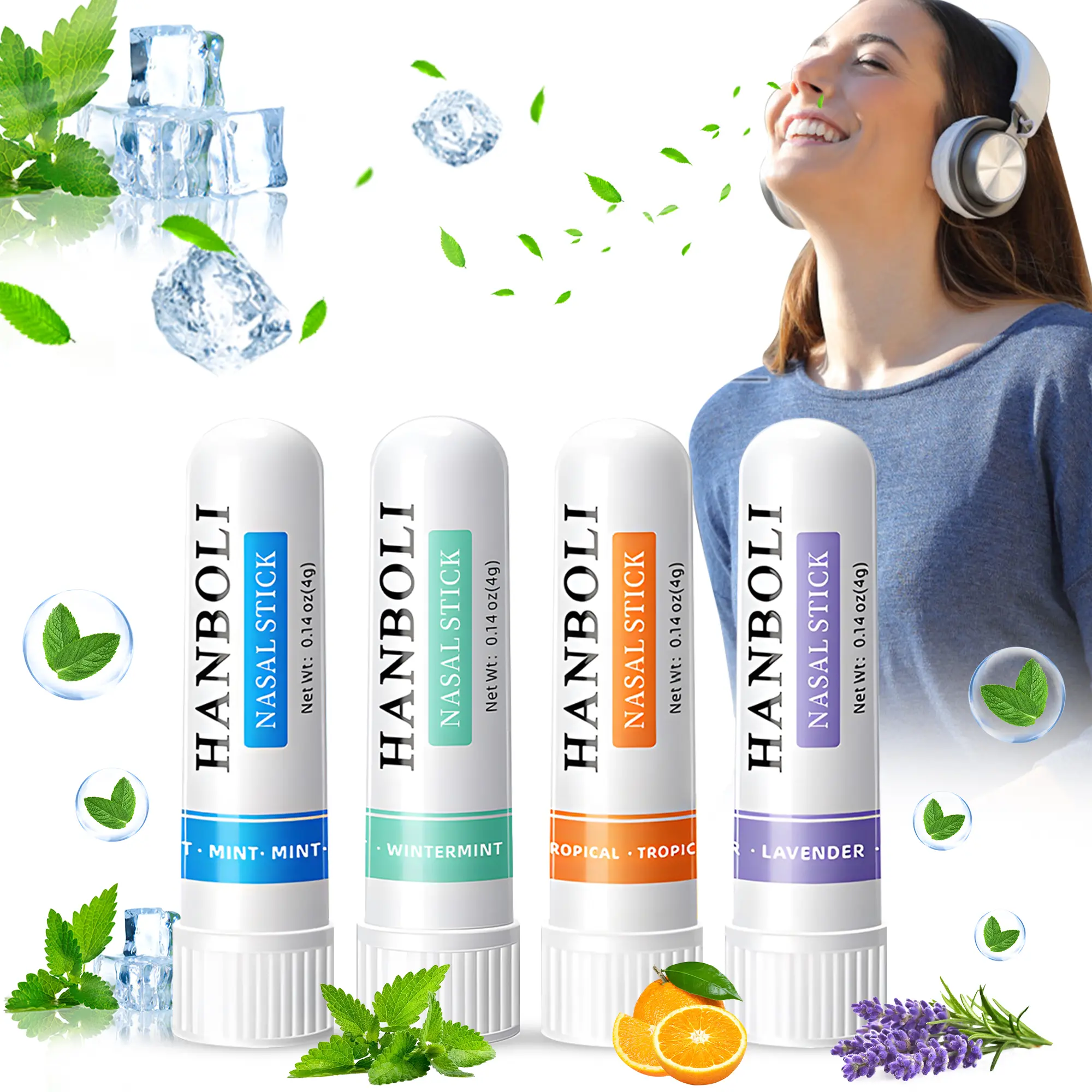 4-Pack Nasal Stick Inhalers, Scented Variety Pack for Sinus & Congestion Relief - Portable Aromatherapy Aid with Cooling Menthol & Natural Essential Oil, Chemical Free, Treatment, Remedies, Stress Relief, Tropical, Relief Aid