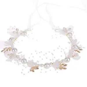 Girls' floral headband children's forest-style princess pearl headband
