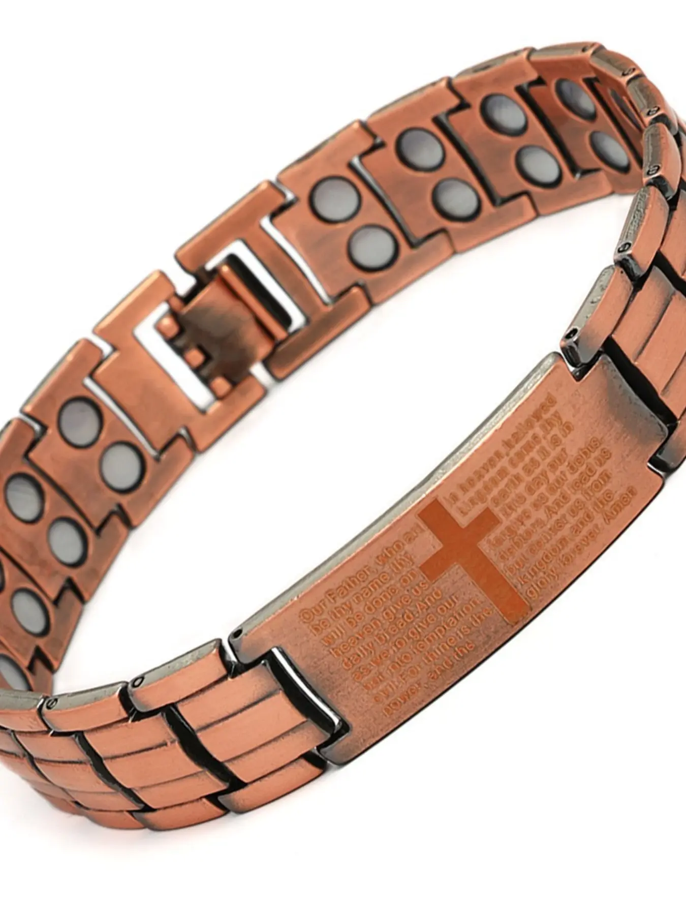 Men's pure copper magnetic therapy Energy Healing bracelet Easter cross style, adjustable size. It's the perfect holiday gift for dad/husband. A functional Easter gift jewelry.With regulator Pure Copper Bracelets