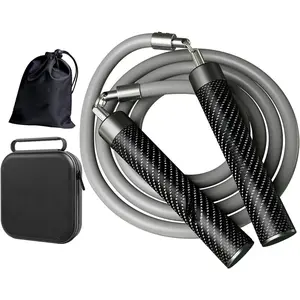 Weighted Jump Rope, 1LB - 3 Pre-Sized Lengths (M/L/XL) for  Fit, No Adjustment Needed!  Faux Leather Handle for HIIT, Strength, Cardio &