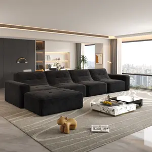 Aobtkel 143.7" Modular Sectional Couch - Convertible Velvet Foldable Bed Recliner with Removable Ottoman, Space-Saving Durability Sofa Sets, Living Room Decor Couch for Living Room, Apartment Decor Furniture