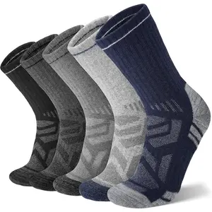 Merino Wool Hiking Socks, Enhanced Breathability, Targeted Cushion Thermal Socks for Men and Women, 5 Pairs