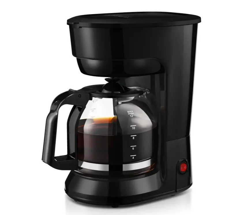 Black 12-Cup Drip Coffee Maker - Compact Design for Home Use