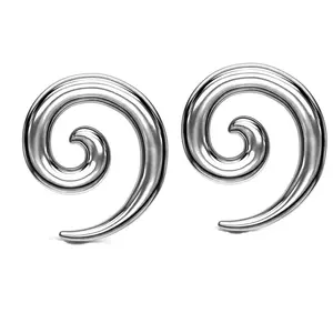 Pair Surgical Steel Ear Spirals Tapers Plugs Gauges 0g 2g 4g 6g 8g 10g 12g earrings 0 2 4 6 8 10 gauge hanger super metal silver stretching