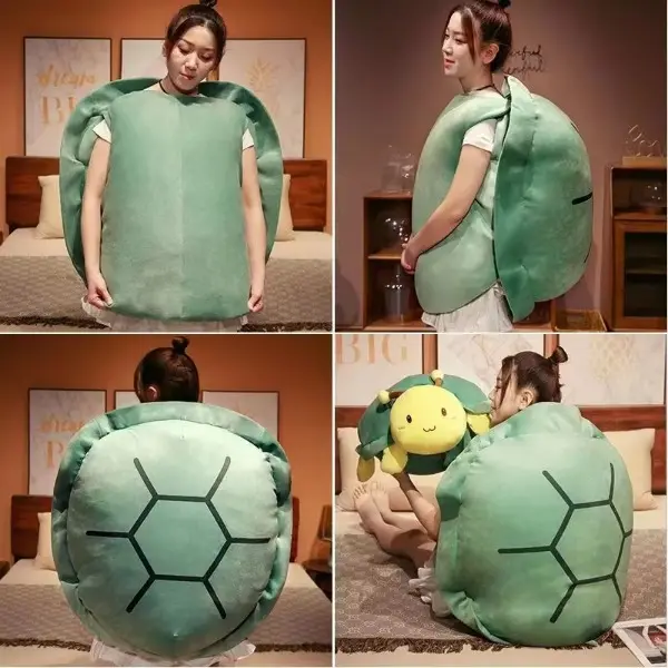 80/100CM Funny Big Turtle Shell Plush Toy Adult Can Wear Sleeping Bag Stuffed Soft Pillow Cushion Creative Gifts For Friends pip