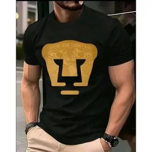 Pumas UNAM Soccer Graphic Tee - Premium Men's T-Shirt with Gold Emblem, Casual Summer Streetwear Top, Oversized Fit Sportswear, Perfect Gift for Soccer Fans