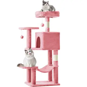 Adorable Pink Cat Tree Tower! 44Inch Kitty Playground with Hammock & Condo, 44LBS Stable for Multi-Cat Homes. Sweeten Your Space!