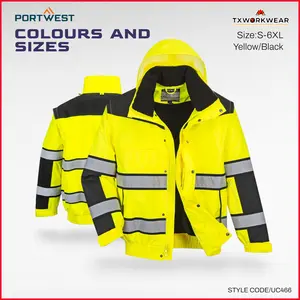 UC466 - Hi-Vis 3-in-1 Contrast Winter Bomber Jacket Yellow/Black