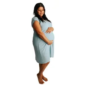 Three Little Tots Ribbed Blue Bird Labor & Delivery Nursing Maternity Hospital Gown
