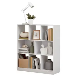 VASAGLE Bookcase, Bookshelf, Freestanding Storage Unit, 8 Open Compartments, Used Horizontally, Vertically, Upside Down, 11 x 35.4 x 39.4 Inches, for Living Room, Study, Office