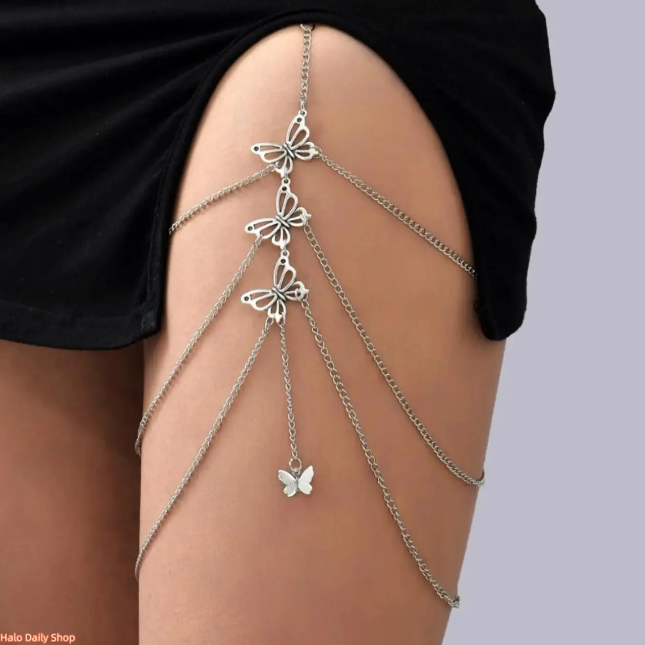 Layered Butterfly Thigh Chain for Women, Glamorous Zinc Alloy Body Jewelry with an Adjustable Fit, Stylish Accessory for Parties & Daily Wear, Accessories For Women