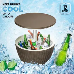 【Summervibes】Ubesgoo Outdoor Cooler Side Table, Modern Outdoor Patio Furniture & Hot Tub Cool Bar Table – 10 Gallon Beer and Wine Cooler for Cool Entertaining Party Yard