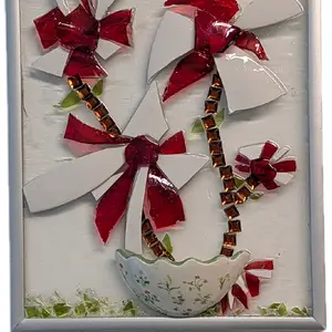 home wall artwork one-of-a-kind pieces Vibrant Red Hand-Painted Textured Glossy Window Panel, Elegant Room Focal Point custom no two pieces are the same but are similar because it's made with glass