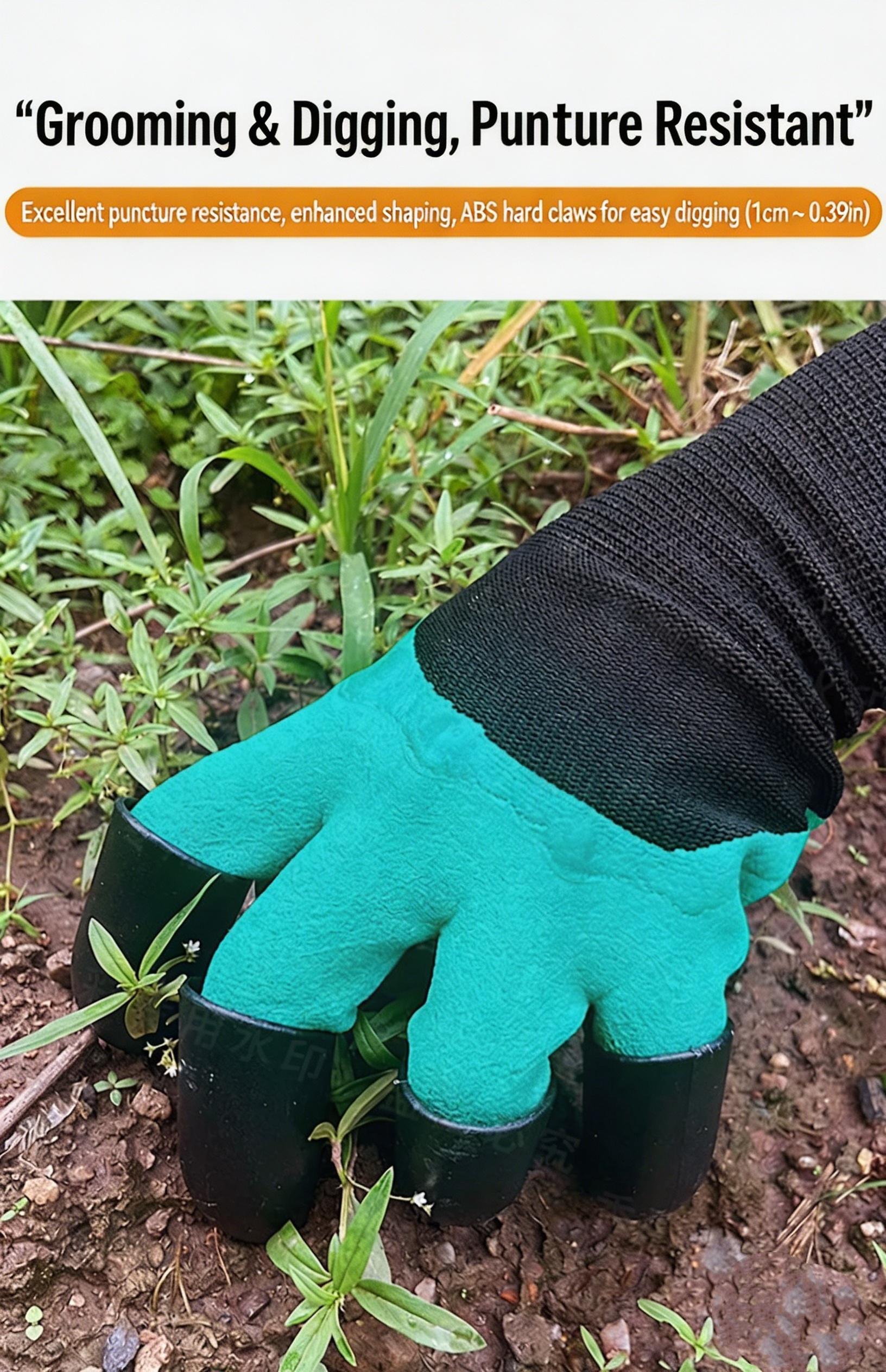 Clawed Gloves, Gardening Gloves, Clawed Digging Gloves, Flower and Vegetable Planting Gloves, Thorn-Resistant, Landscaping, Rubber-Coated