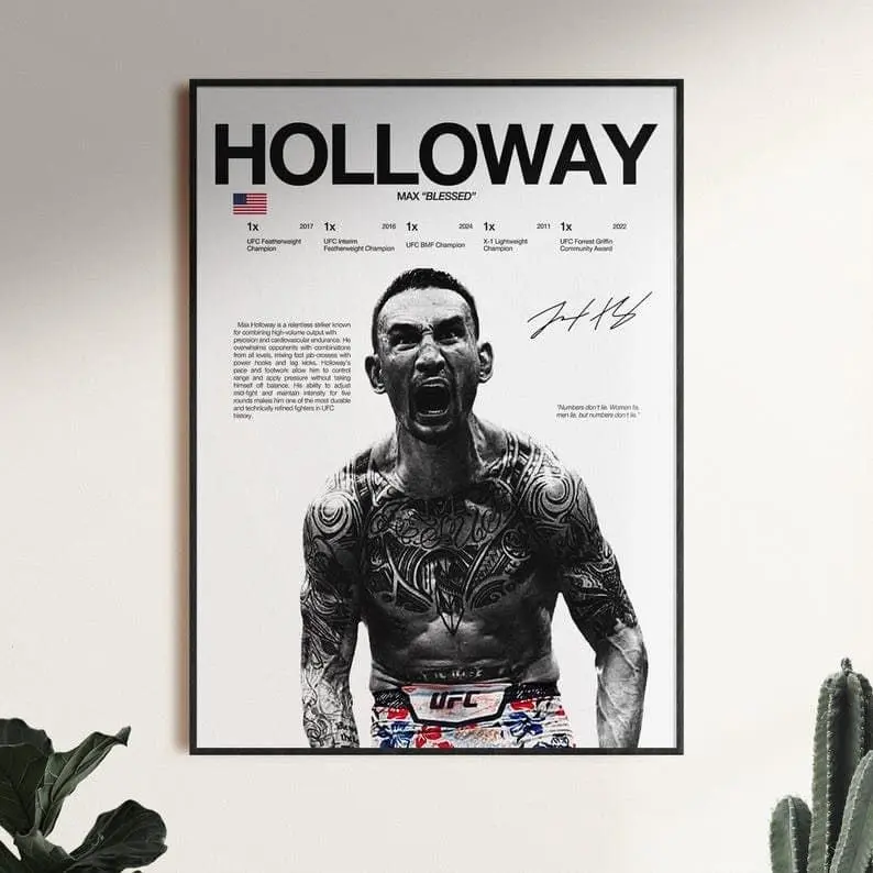 [Unframed Poster] Max Holloway Poster, UFC Wall Print, MMA Wall Print, Fighter Poster, Gym Poster, UFC Fan Room Decor, Gift for Him, ufc Champion, Gift For Her, Gift For Him.